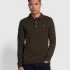 Farah Blanes Organic Cotton Long Sleeve Polo Shirt In Evergreen