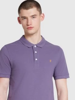 Farah Blanes Organic Cotton Short Sleeve Polo Shirt In Slate Purple -Farah esm0fkyxjh0rjtulgx3s