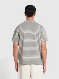 Farah Oakland Regular Fit Bretton Stripe T-Shirt In Rail Grey -Farah f2ybt4lfxb9pv2bnd5al