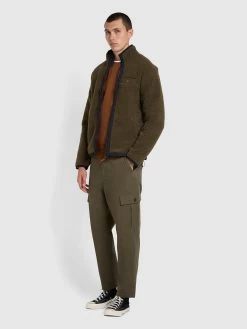 Farah Hawtin Relaxed Fit Twill Cargo Trousers In Olive Green
