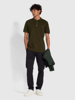 Farah Endmore Skinny Fit Organic Cotton Chino Twill Trousers In Black