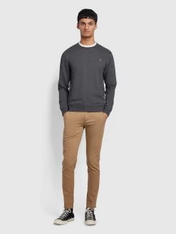 Farah Endmore Skinny Fit Organic Cotton Twill Chinos In Beige