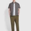 Farah Greenport Tapered Fit Trousers In Olive Green