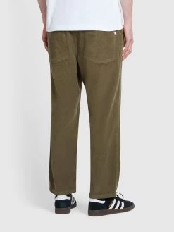 Farah Greenport Tapered Fit Trousers In Olive Green -Farah f4bhd016 390 alt3