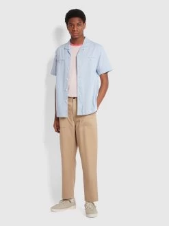 Farah Hawtin Relaxed Fit Twill Trousers In Light Sand