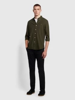 Farah Elm Regular Slim Fit Organic Cotton Twill Chinos In Black
