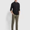 Farah Elm Regular Fit Organic Cotton Twill Chinos In Vintage Green -Farah f4bsb094 310 alt2