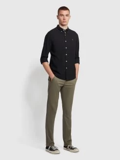 Farah Elm Regular Fit Organic Cotton Twill Chinos In Vintage Green