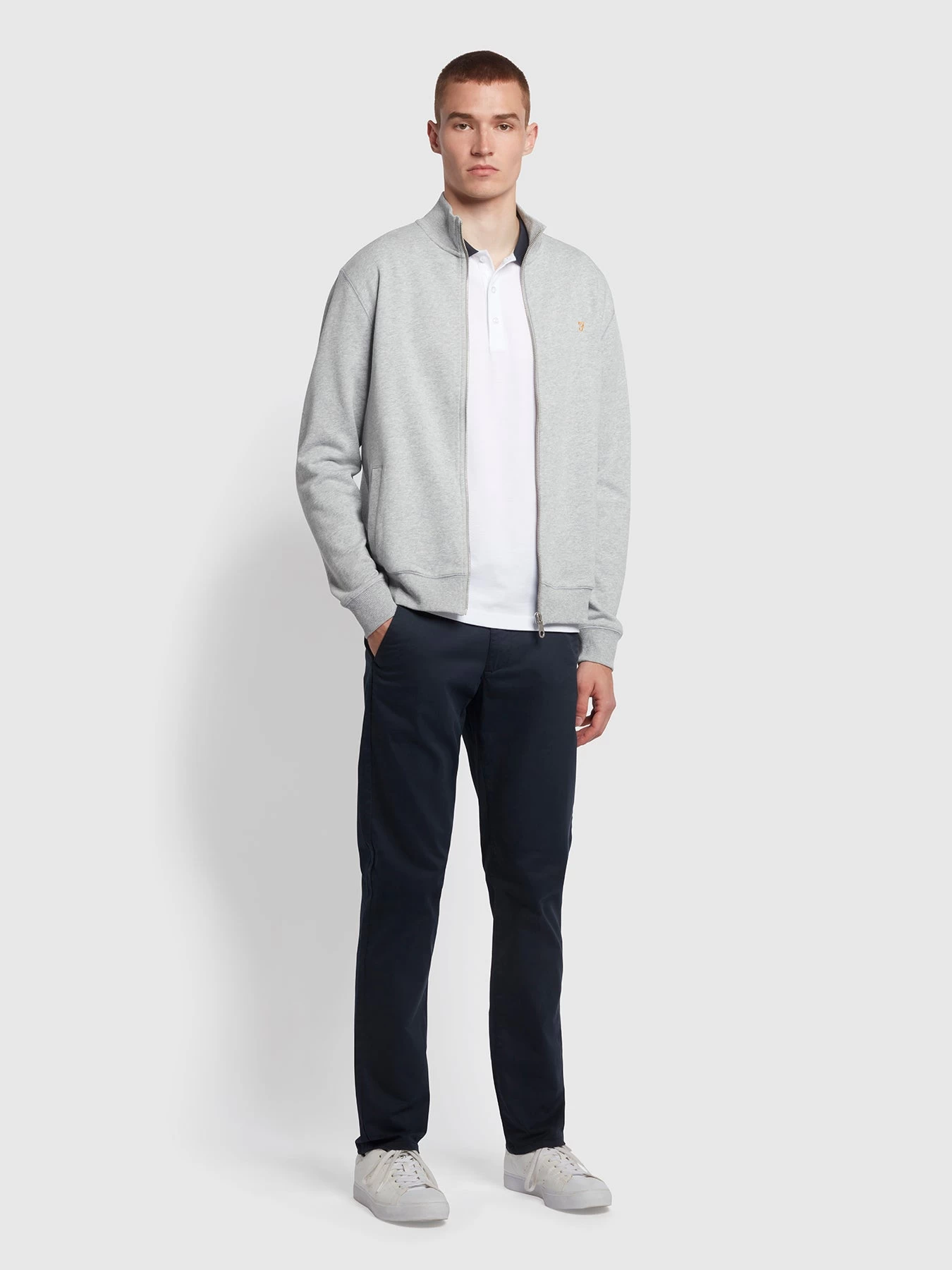 Farah Elm Regular Slim Fit Organic Cotton Twill Chinos In True Navy 3 Farah Elm Regular Slim Fit Organic Cotton Twill Chinos In True Navy