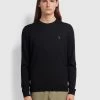 Farah Mullen Merino Wool Crew Neck Jumper In Black 2 Farah Mullen Merino Wool Crew Neck Jumper In Black -Farah f4gf4081 001
