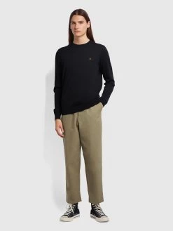 Farah Mullen Merino Wool Crew Neck Jumper In Black -Farah f4gf4081 001 alt2