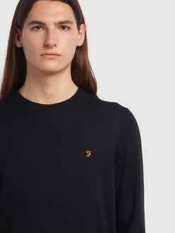 Farah Mullen Merino Wool Crew Neck Jumper In Black -Farah f4gf4081 001 alt3