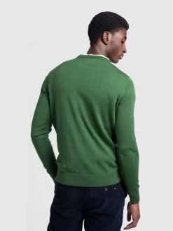 Farah Mullen Merino Wool Crew Neck Jumper In Wreath Green -Farah f4gf4081 314 alt3 07b1b49c 7f9f 47d5 8a1e c49c78f31987