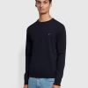 Farah Mullen Merino Wool Crew Jumper In Navy -Farah f4gf4081 454 ed7936f8 d8c5 4935 acf1 131d1428752d
