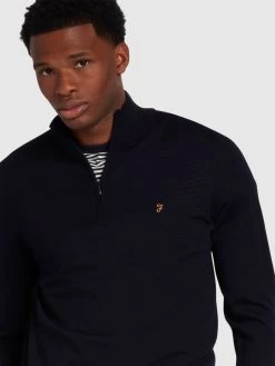 Farah Redchurch Merino Wool Quarter Zip Jumper In True Navy -Farah f4gf9082 412 alt4 1