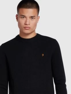 Farah Birchall Slim Fit Crew Neck Jumper In Black -Farah f4gfb042 010 alt4 1