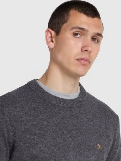 Birchall Crew Neck Lambswool Jumper In Farah Grey Marl -Farah f4gfb042 048 alt4