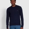 Farah Birchall Slim Fit Crew Neck Jumper In True Navy