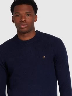 Farah Birchall Slim Fit Crew Neck Jumper In True Navy -Farah f4gfb042 412 alt4 1