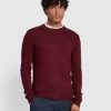 Birchall Slim Fit Crew Neck Lambswool Jumper In Farah Red