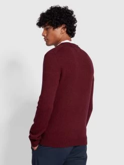 Birchall Slim Fit Crew Neck Lambswool Jumper In Farah Red -Farah f4gfb042 626 alt3 1