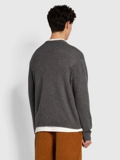 Birchall Slim Fit Lambswool Cardigan In Farah Grey Marl -Farah f4ghc049 048 ALT1