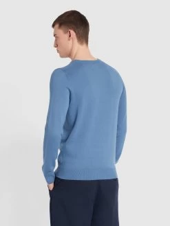Farah Mullen Cotton Crew Neck Jumper In Sheaf Blue -Farah f4gse077 486 alt3