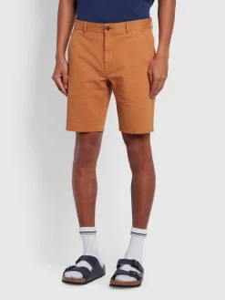 Farah Hawk Regular Fit Dye Twill Shorts In Gold