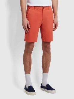 Farah Hawk Dyed Twill Chino Shorts In Topanga Orange