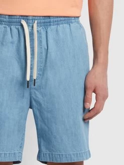 Farah Redwald Organic Denim Drawstring Shorts In Stone Wash -Farah f4hsb055 978 alt3