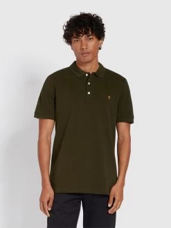 Farah Blanes Slim Fit Organic Cotton Polo Shirt In Evergreen