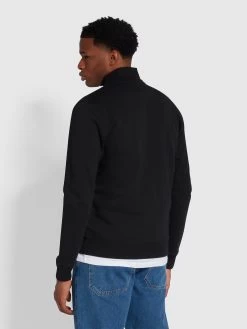 Farah Vance Organic Cotton Full Zip Sweatshirt In Black 10 Farah Vance Organic Cotton Full Zip Sweatshirt In Black -Farah f4kfb019 010 alt3