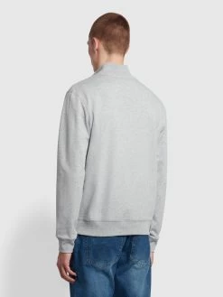 Farah Vance Organic Cotton Full Zip Sweatshirt In Light Grey Marl 9 Farah Vance Organic Cotton Full Zip Sweatshirt In Light Grey Marl -Farah f4kfb019 042 alt1