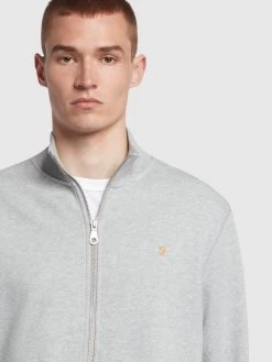 Farah Vance Organic Cotton Full Zip Sweatshirt In Light Grey Marl 8 Farah Vance Organic Cotton Full Zip Sweatshirt In Light Grey Marl -Farah f4kfb019 042 alt3
