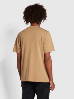 Farah Alexander Regular Fit Organic Cotton Circular T-Shirt In Beige -Farah f4kfc047 223 ALT1