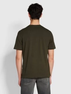 Farah Alexander Regular Fit Organic Cotton Circular T-Shirt In Evergreen -Farah f4kfc047 357 ALT1