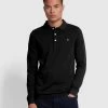 Farah Blanes Organic Cotton Long Sleeve Polo Shirt In Black -Farah f4kfd034 357 alt1 1