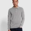 Farah Blanes Organic Cotton Long Sleeve Polo Shirt In Grey Marl -Farah f4kfd034 grey