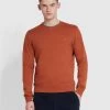 Farah Tim Organic Cotton Crew Neck Sweatshirt In Teak -Farah f4kfd076 226 alt1