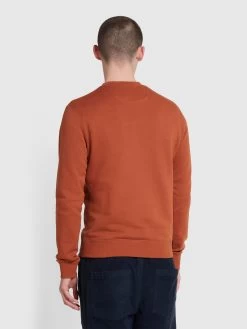 Farah Tim Organic Cotton Crew Neck Sweatshirt In Teak -Farah f4kfd076 226 alt3