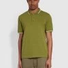 Farah Kingston Regular Fit Pique Stripe Polo Shirt In Moss Green -Farah f4kmd049 344 alt1