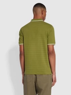 Farah Kingston Regular Fit Pique Stripe Polo Shirt In Moss Green -Farah f4kmd049 344 alt4