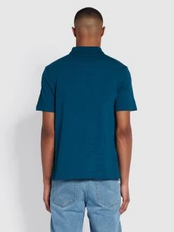 Farah Chancery Regular Fit Zip Placket Polo Shirt In Sailor Blue -Farah f4kmd050 487 alt4