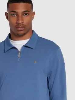 Farah Castell Regular Fit Quarter Zip Sweatshirt In Caribbean Blue -Farah f4kmd058 447 alt3