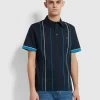 Farah Stoneridge Striped Polo Shirt In True Navy