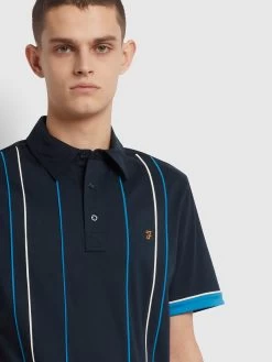 Farah Stoneridge Striped Polo Shirt In True Navy 8 Farah Stoneridge Striped Polo Shirt In True Navy -Farah f4ksb026 412 alt3