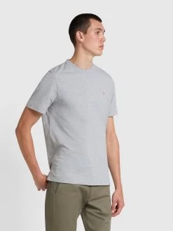 Farah Danny Slim Fit Organic Cotton T-Shirt In Grey Marl