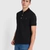 Farah Blanes Slim Fit Organic Cotton Polo Shirt In Black -Farah f4ksb068 010 alt1 4f4a3ea2 e47e 413c b81a 733cd65367c4