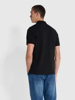 Farah Blanes Slim Fit Organic Cotton Polo Shirt In Black -Farah f4ksb068 010 alt3 f62f53f2 78d0 48e6 952f 506403fad71f