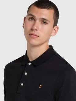 Farah Blanes Slim Fit Organic Cotton Polo Shirt In Black -Farah f4ksb068 010 alt4 5688cc86 2422 4d27 802b e038bbf56201